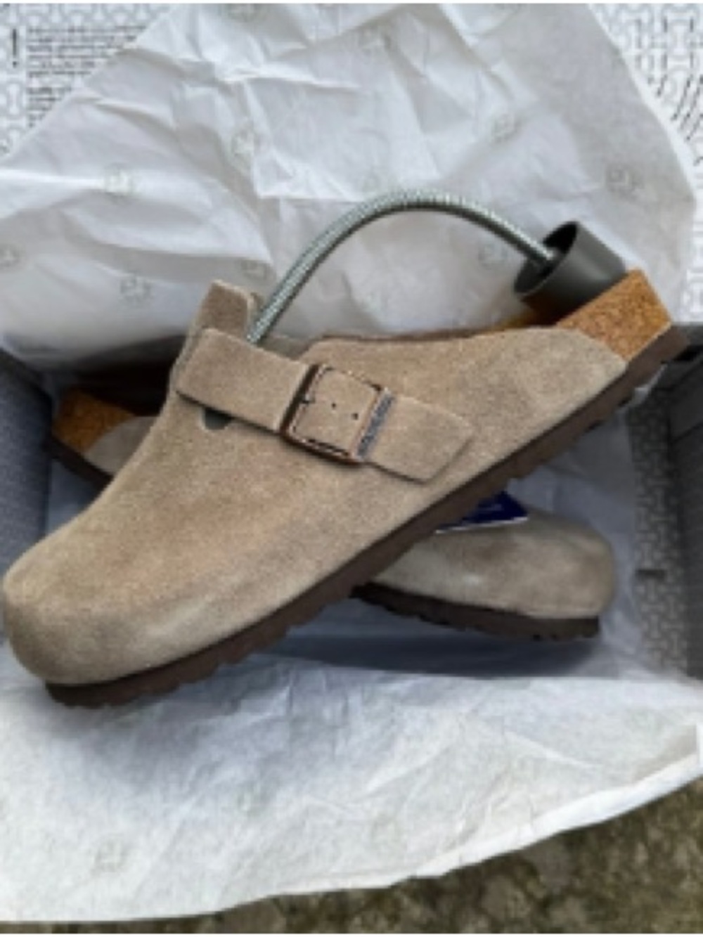Birkenstock Suede Clog Mule in Taupe